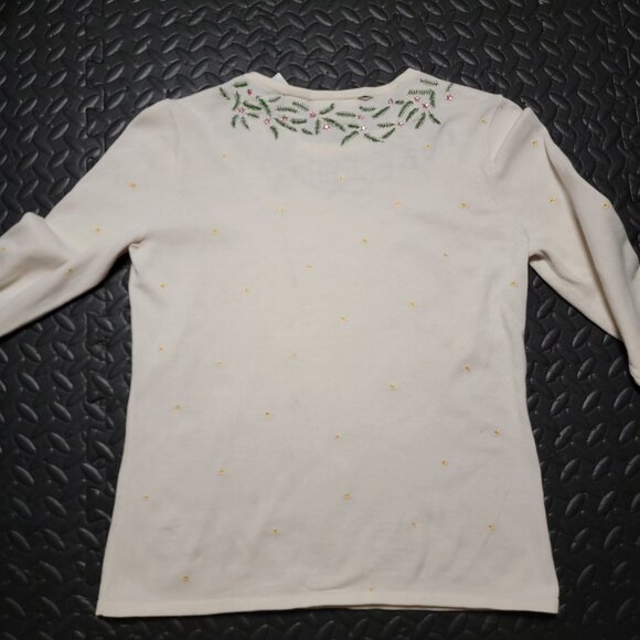 Women's Christmas Sweater by Liz Claiborne, Crewneck, Holly and Star Design, S - Picture 16 of 16